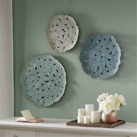 MADISON PARK Rossi Blue Iron Painted Wall Decor, Set of 3 MP167-0096